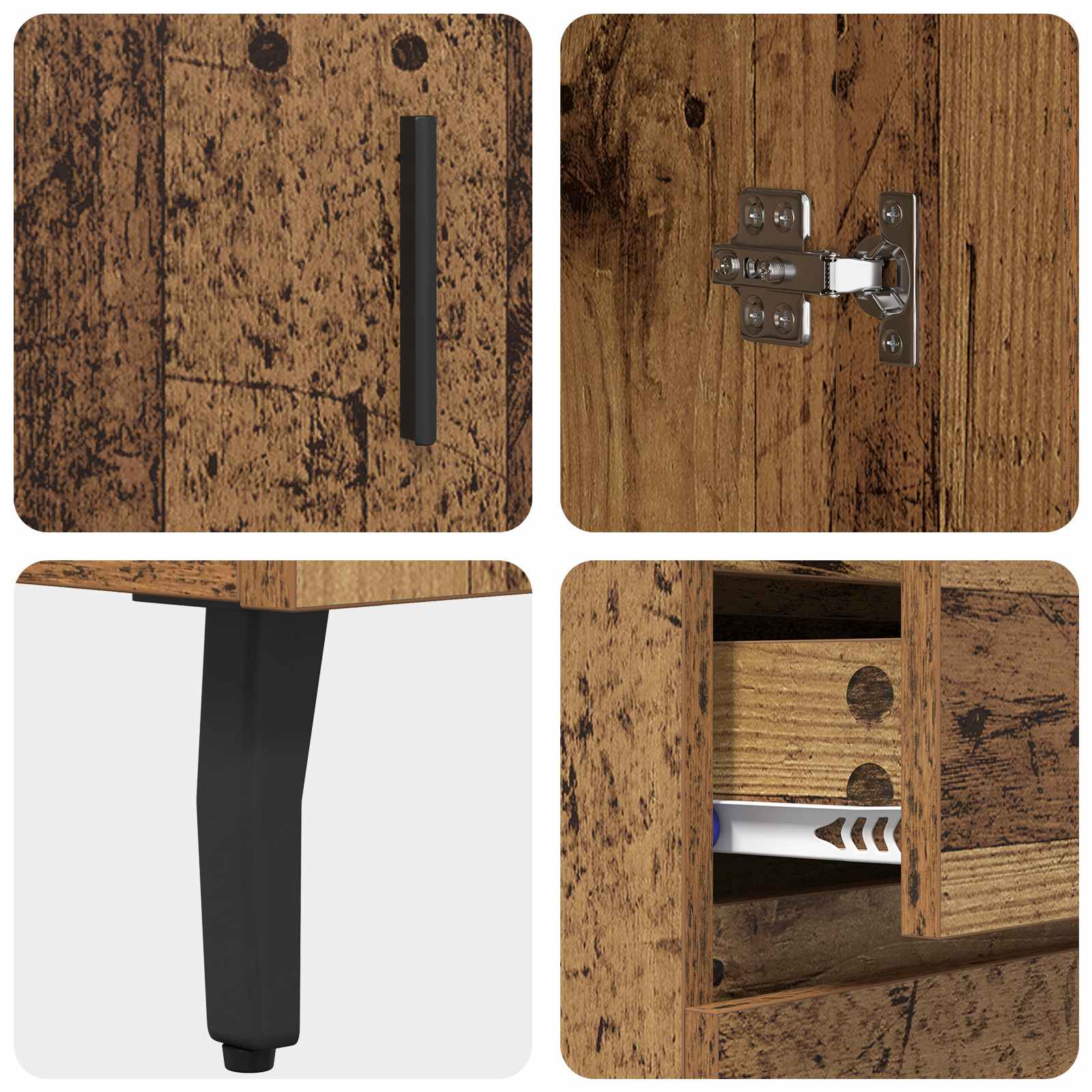 Highboard s ladicama 2 pcs Staro drvo Inženjerska drva i staklo