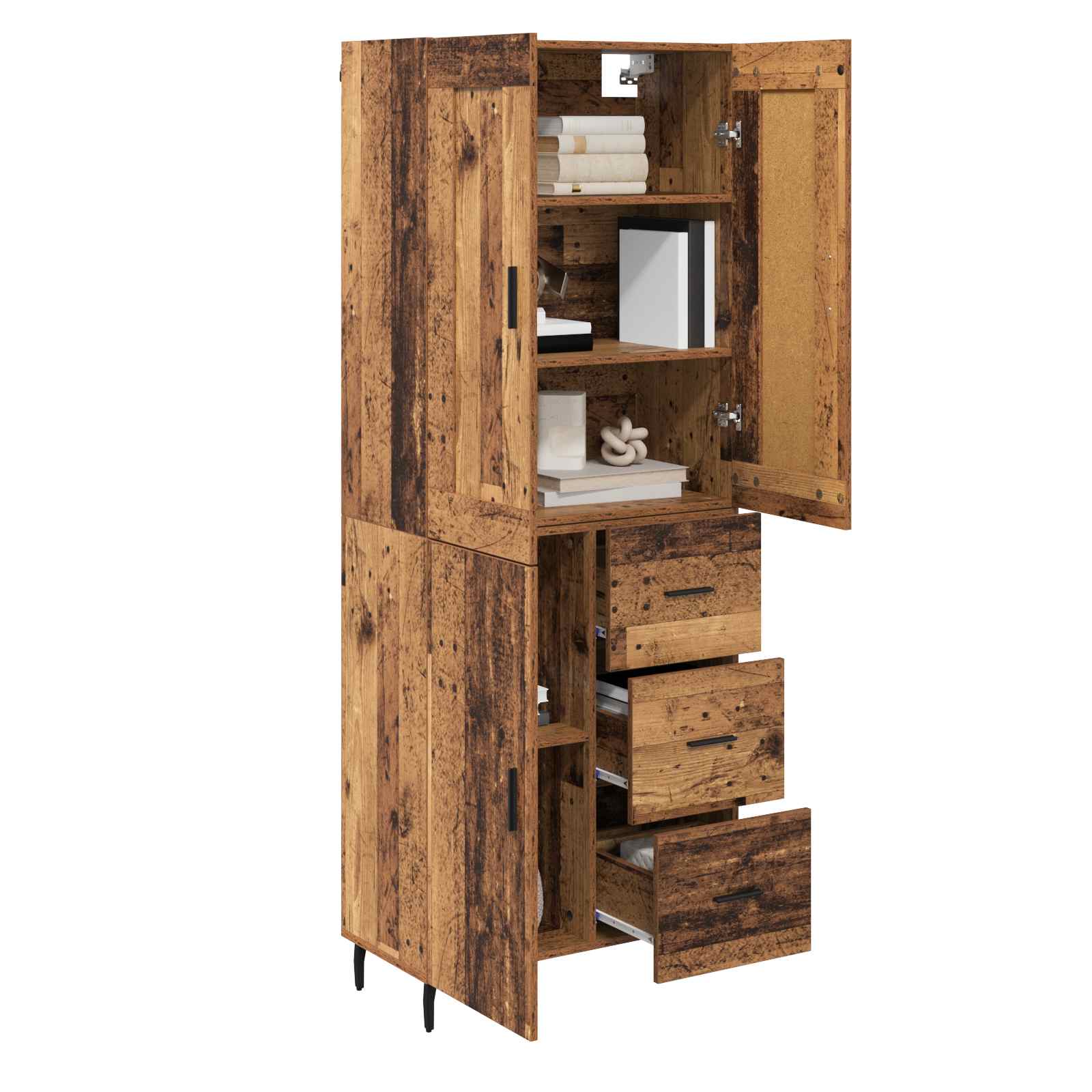 Highboard s ladicama 2 pcs Staro drvo Konstruirano drvo