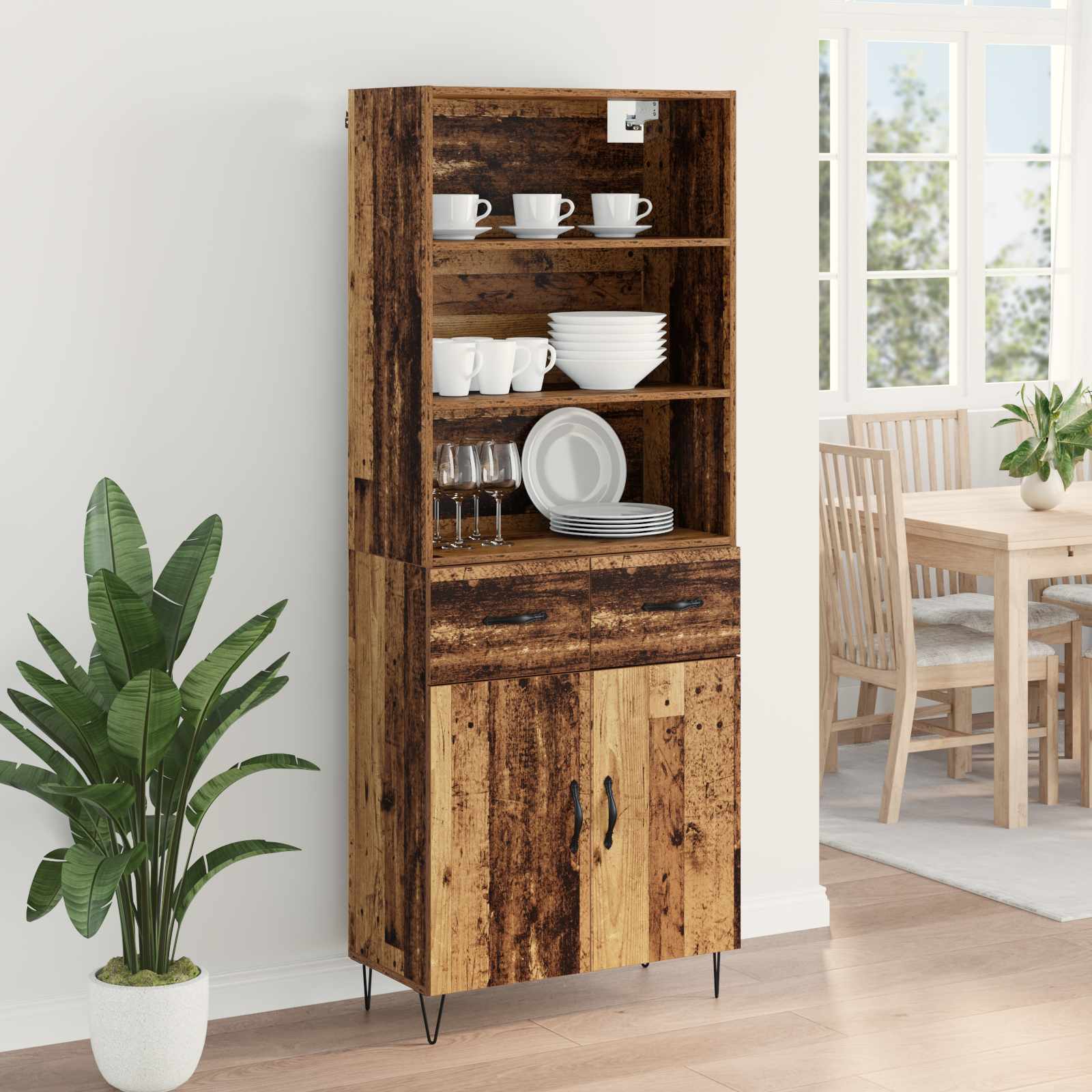 Highboard s ladicama 2 pcs Staro drvo Konstruirano drvo