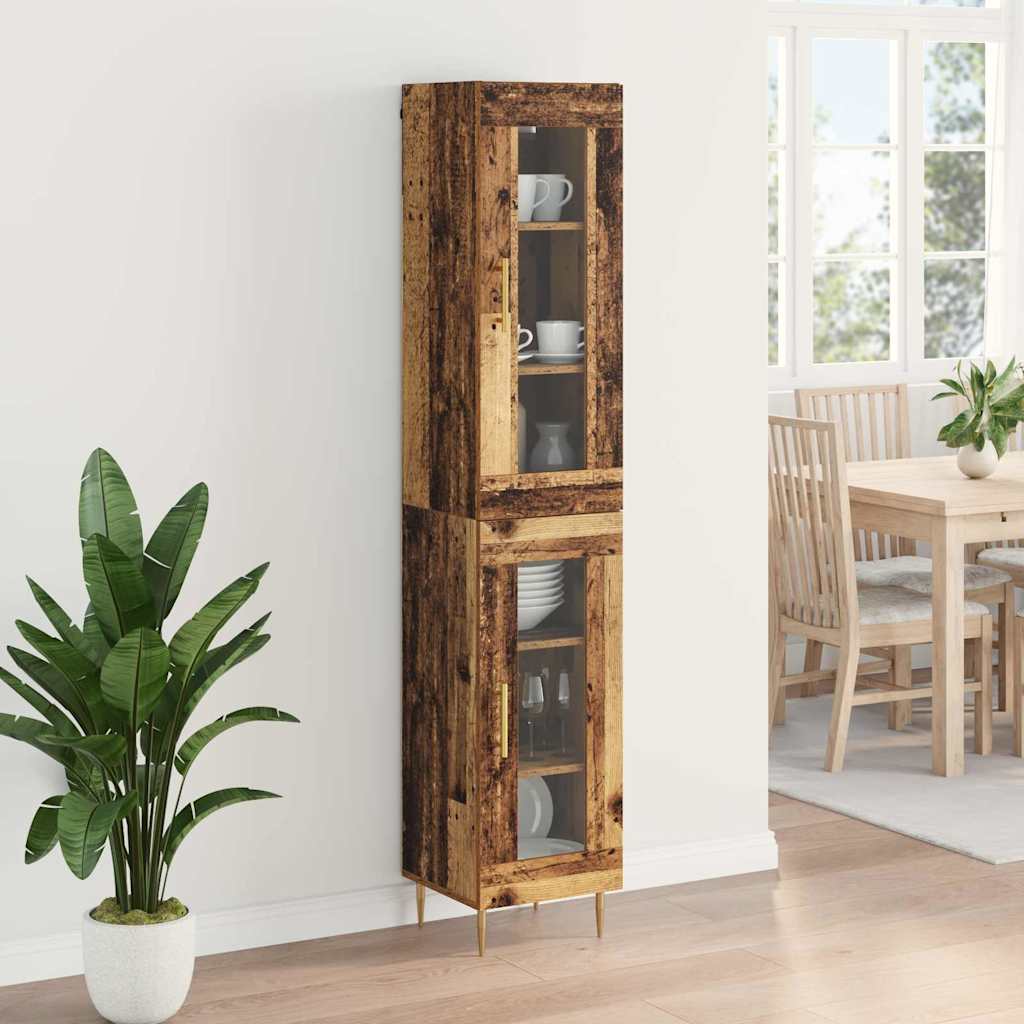 Highboard 2 pcs Staro drvo Stakl