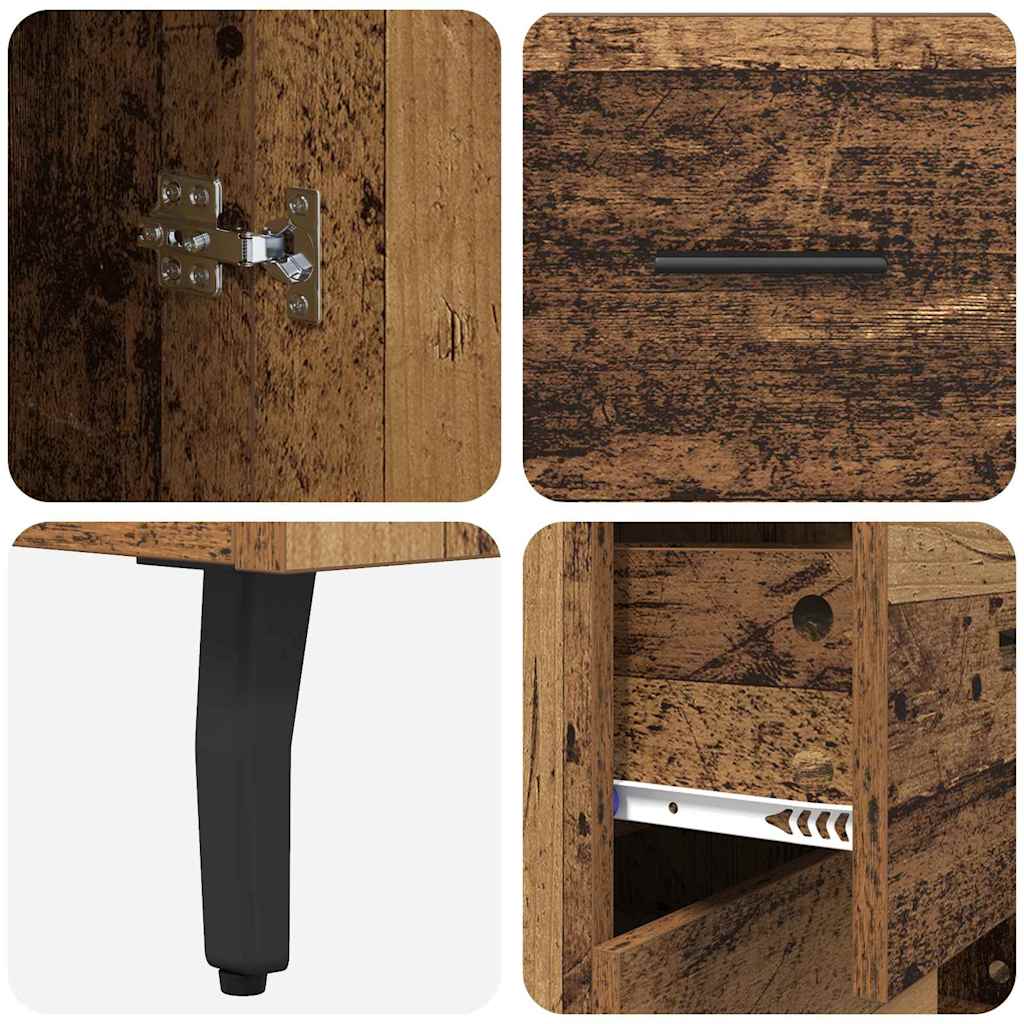 Highboard s ladicama 2 pcs Staro drvo Inženjerska drva i staklo