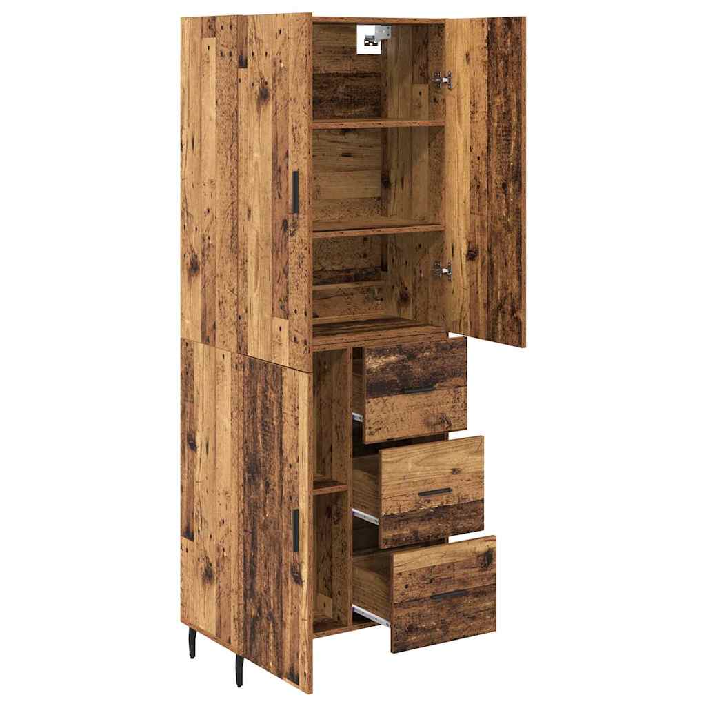 Highboard s ladicama 2 pcs Staro drvo Inženjerska drva i staklo