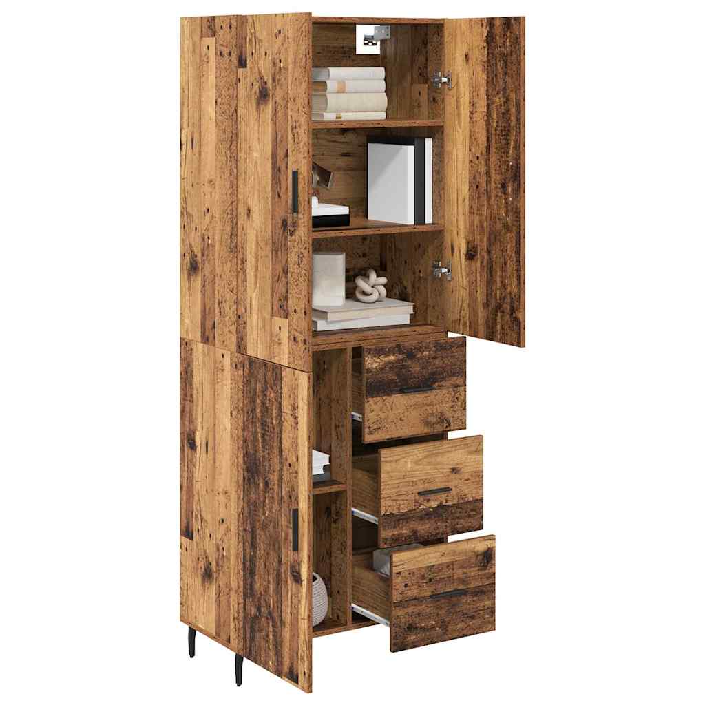 Highboard s ladicama 2 pcs Staro drvo Inženjerska drva i staklo
