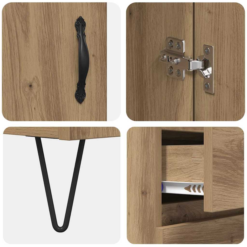 Highboard 2 pcs Umjetnički hrast Inženjersko drvo i staklo