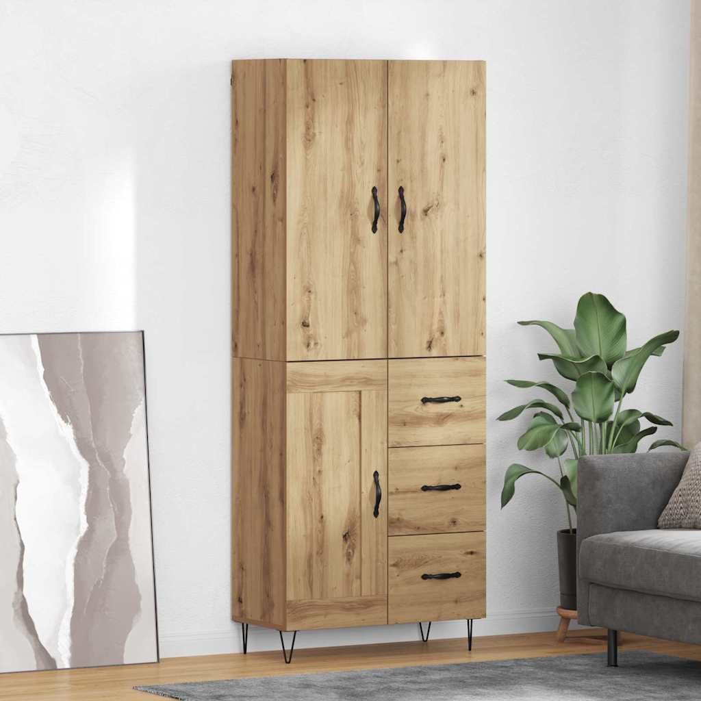 Highboard 2 pcs Umjetnički hrast Inženjersko drvo i staklo