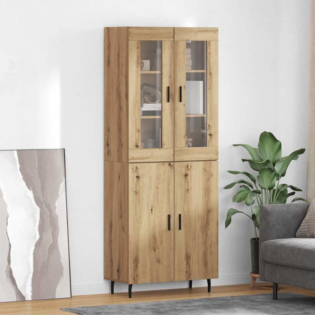Highboard 2 pcs Umjetnički hrast Inženjerska drva i staklo