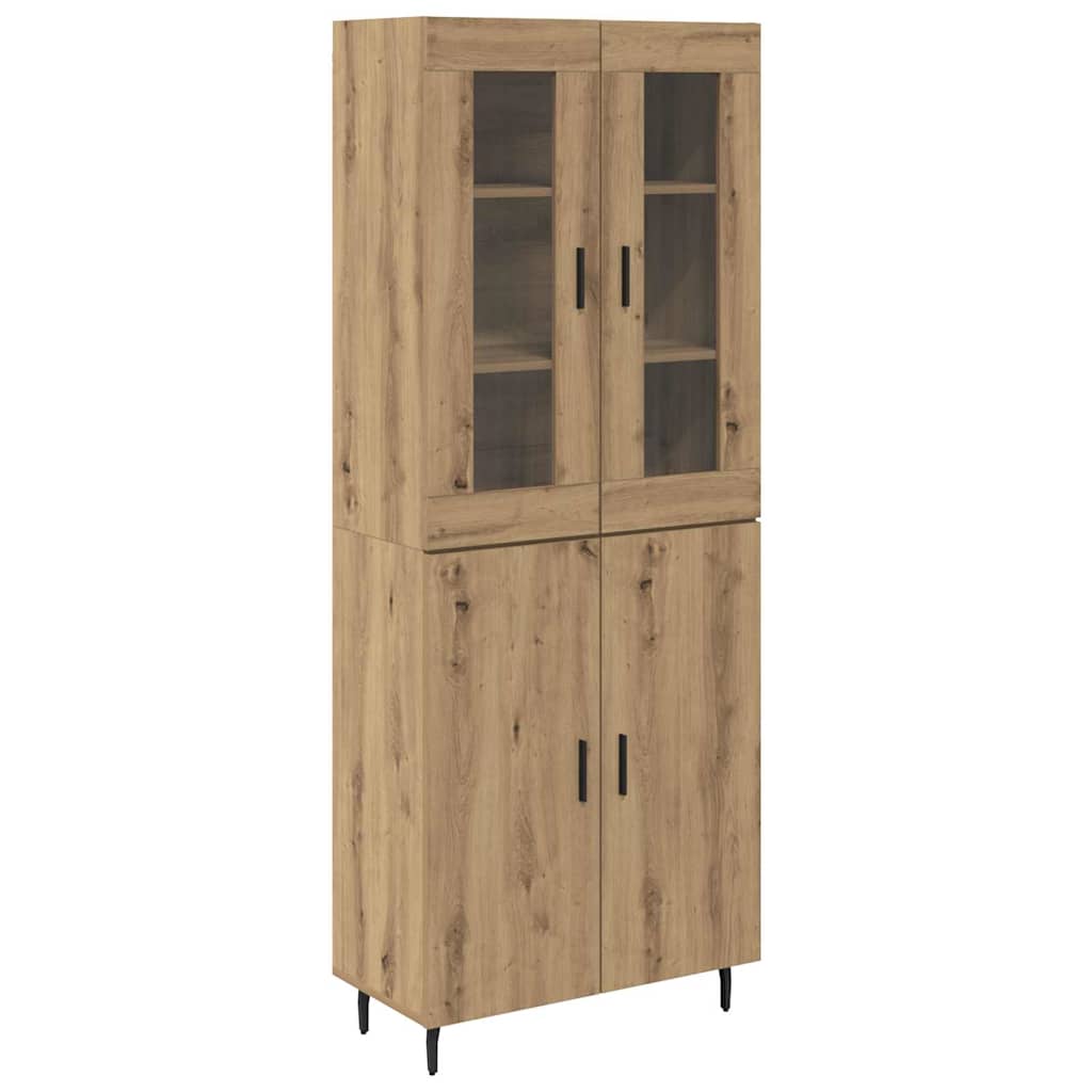 Highboard 2 pcs Umjetnički hrast Inženjerska drva i staklo