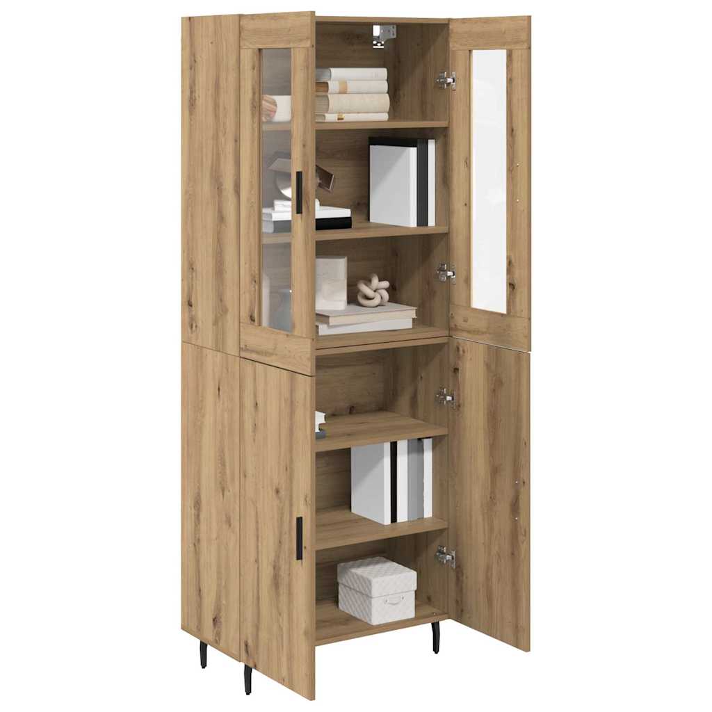 Highboard 2 pcs Umjetnički hrast Inženjerska drva i staklo