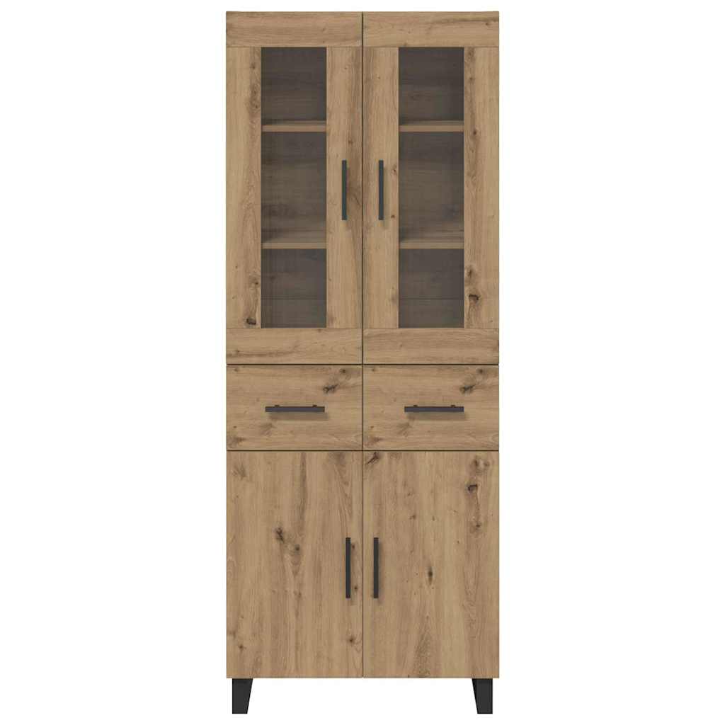 Highboard 2 pcs Umjetnički hrast Inženjerska drva i staklo