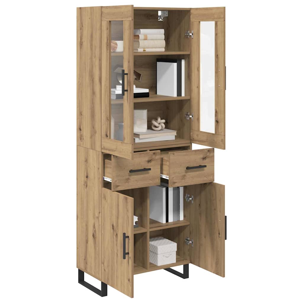 Highboard 2 pcs Umjetnički hrast Inženjerska drva i staklo