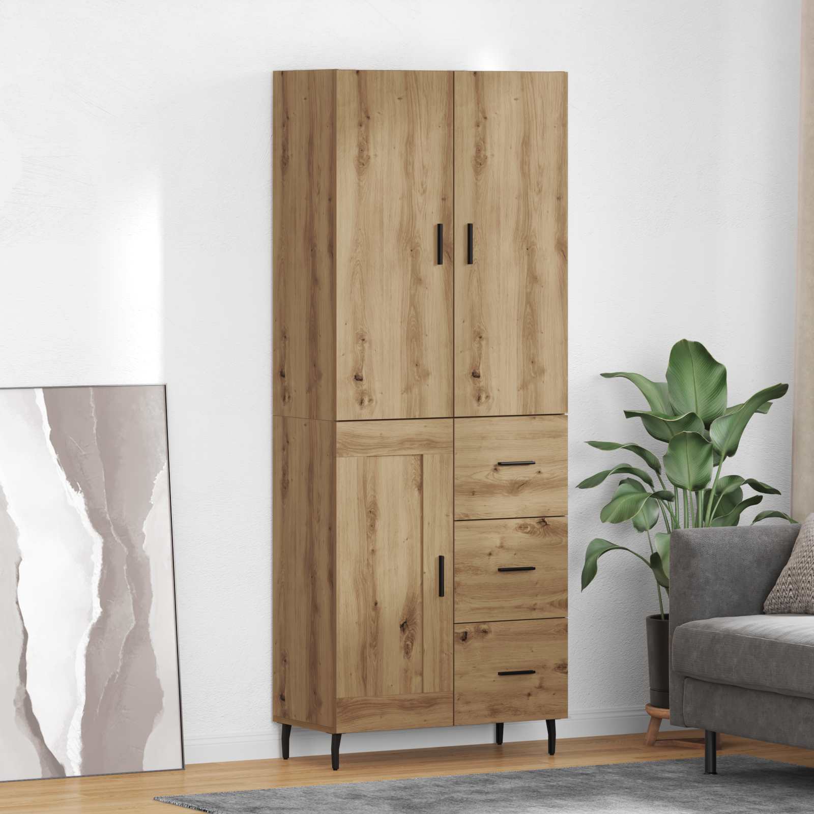 Highboard 2 kom. Umjetnički hrast 69,5 x 34 x 180 cm