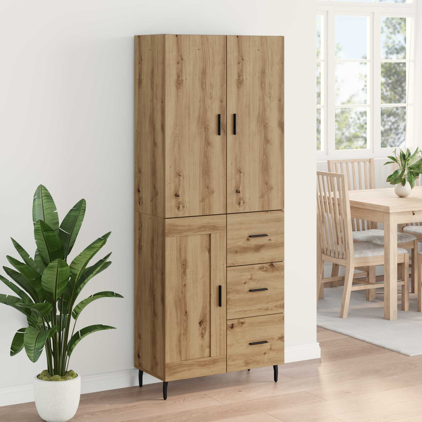 Highboard 2 kom. Umjetnički hrast 69,5 x 34 x 180 cm