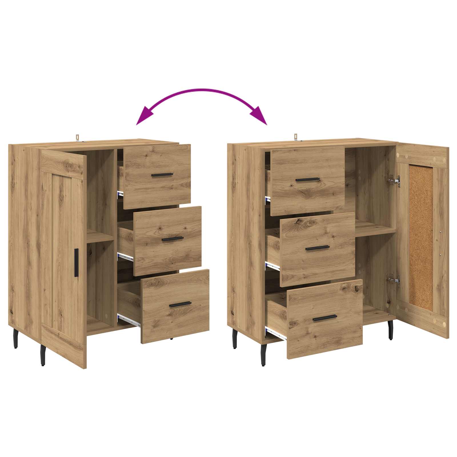 Highboard 2 kom. Umjetnički hrast 69,5 x 34 x 180 cm
