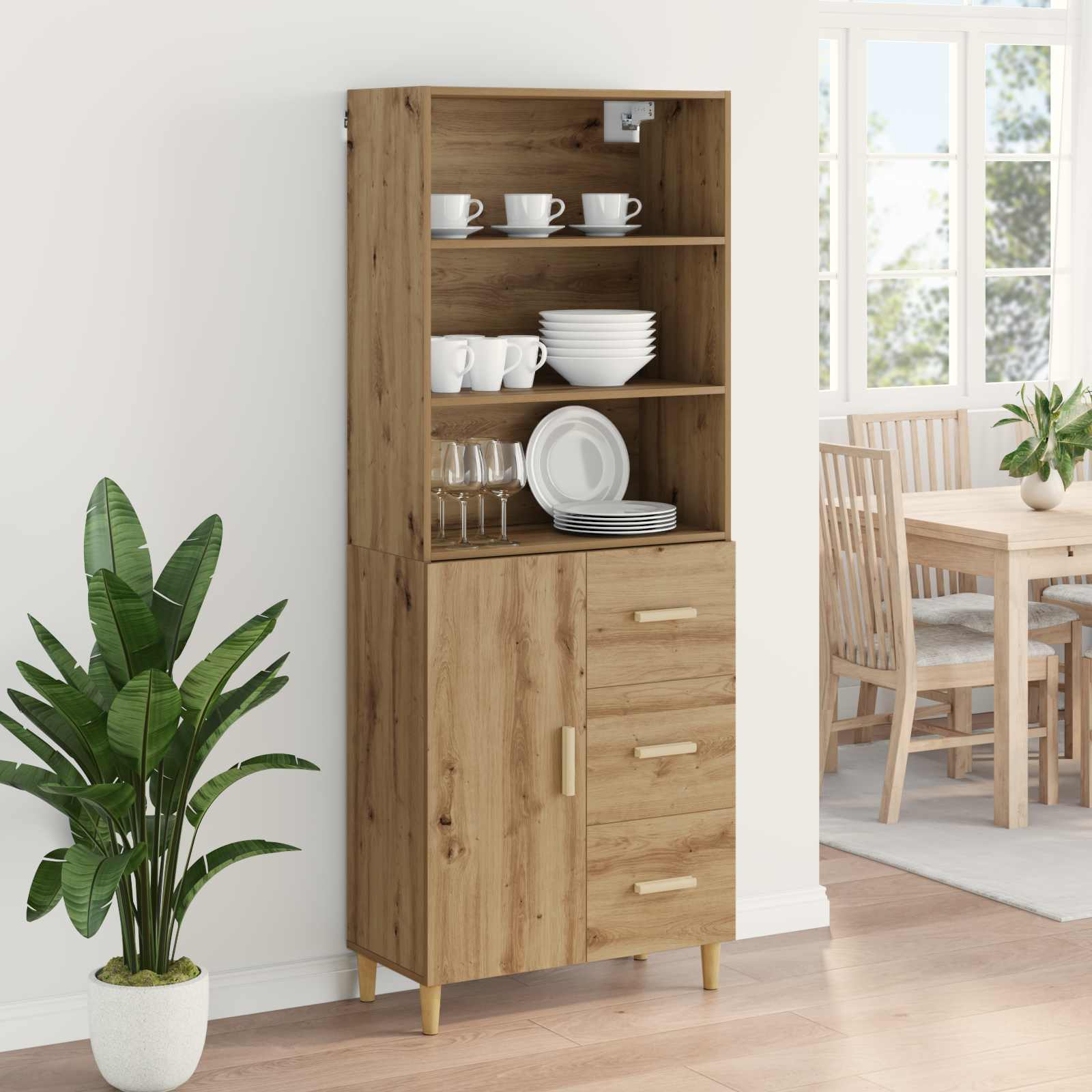 Highboard s ladicama Umjetnički hrast 69,5 x 32,5 x 180 cm