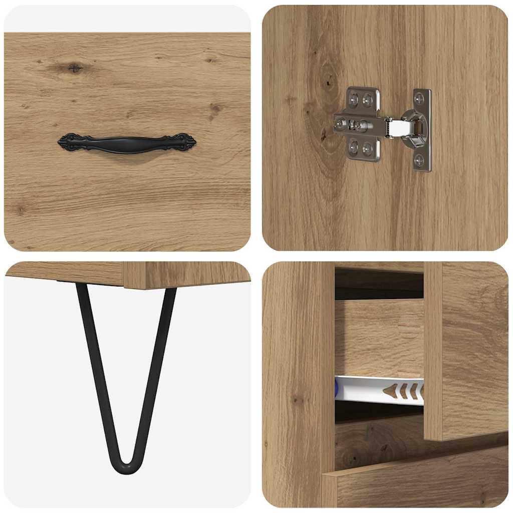 Highboard 2 pcs Umjetnički hrast Inženjersko drvo i staklo