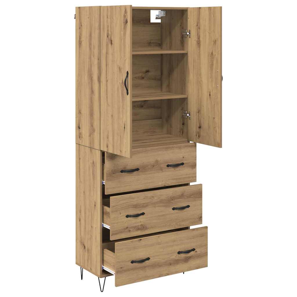 Highboard 2 pcs Umjetnički hrast Inženjersko drvo i staklo