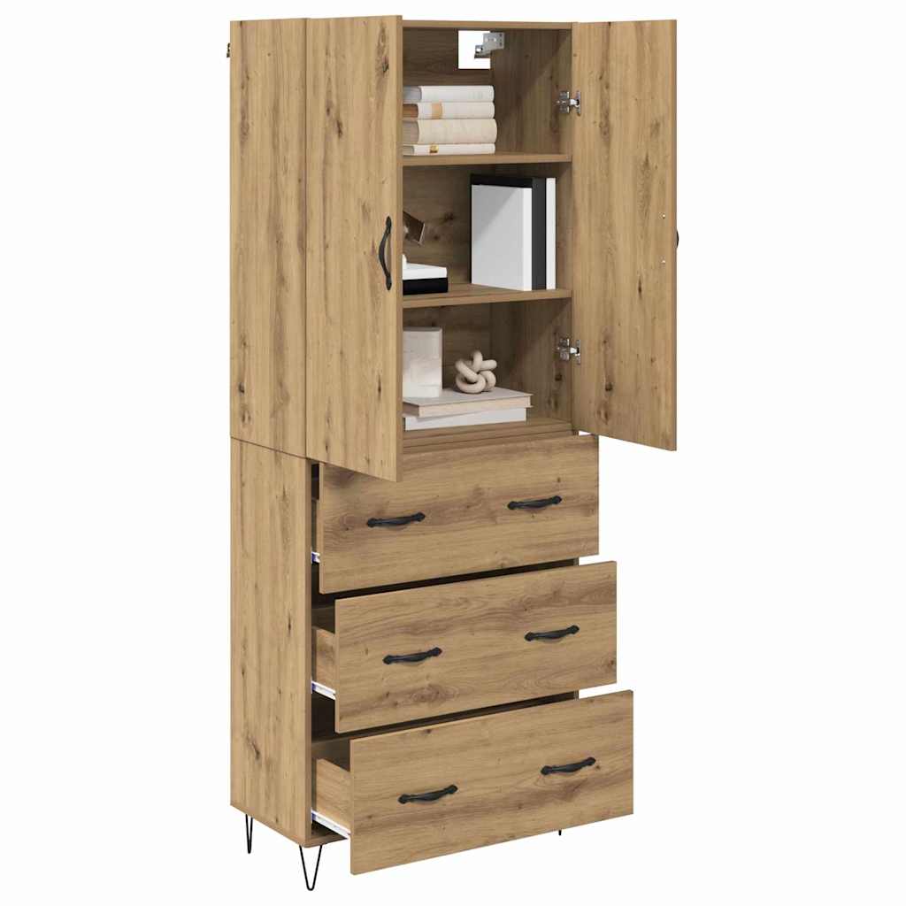 Highboard 2 pcs Umjetnički hrast Inženjersko drvo i staklo