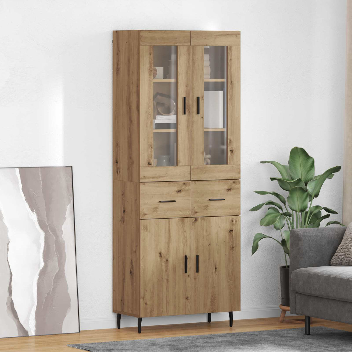 Highboard 2 kom. Umjetnički hrast 69,5 x 34 x 180 cm