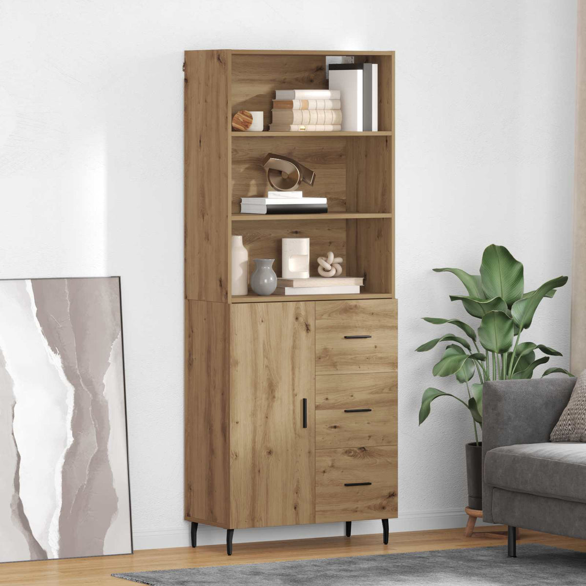 Highboard 2 kom. Umjetnički hrast 69,5 x 32,5 x 180 cm