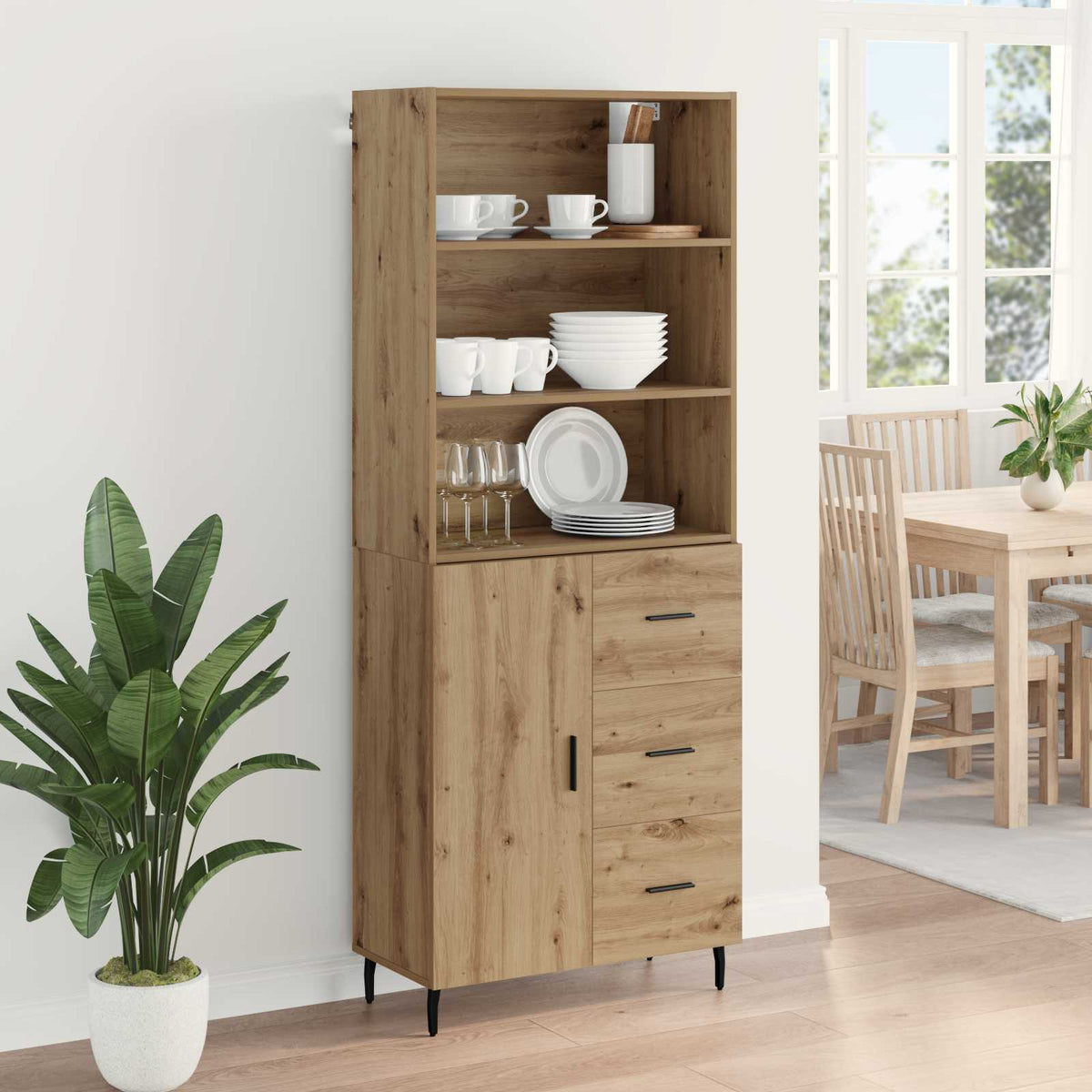 Highboard 2 kom. Umjetnički hrast 69,5 x 32,5 x 180 cm