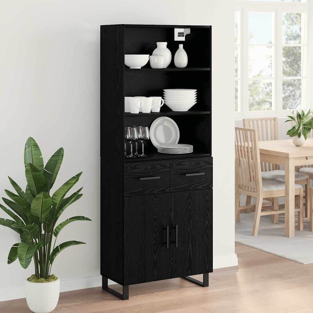Highboard 2 pcs Crni hrast 69,5 x 34 x 180 cm Konstruirano drvo