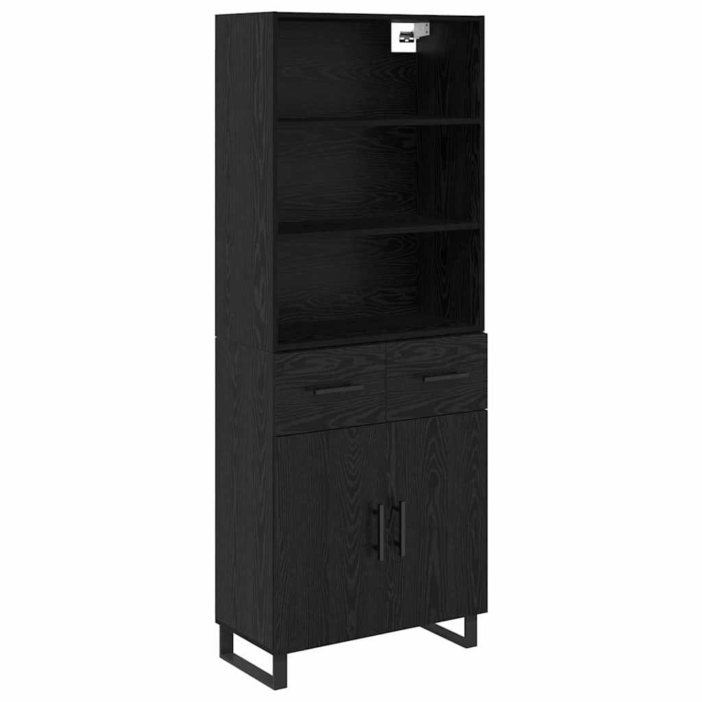 Highboard 2 pcs Crni hrast 69,5 x 34 x 180 cm Konstruirano drvo