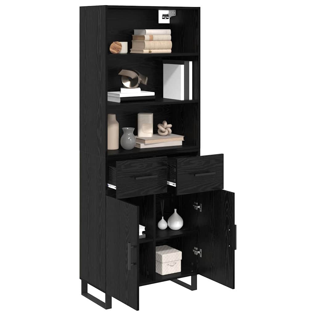 Highboard 2 pcs Crni hrast 69,5 x 34 x 180 cm Konstruirano drvo