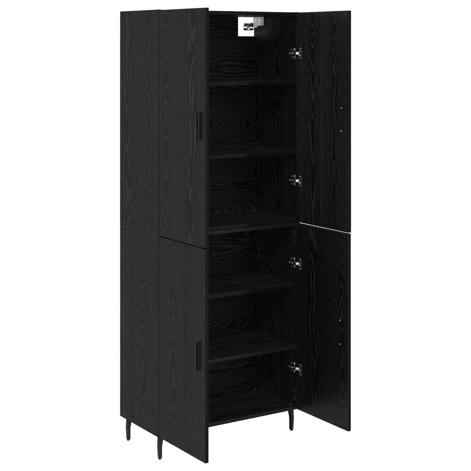 Highboard 2 pcs Crni hrast Inženjerska drva i staklo