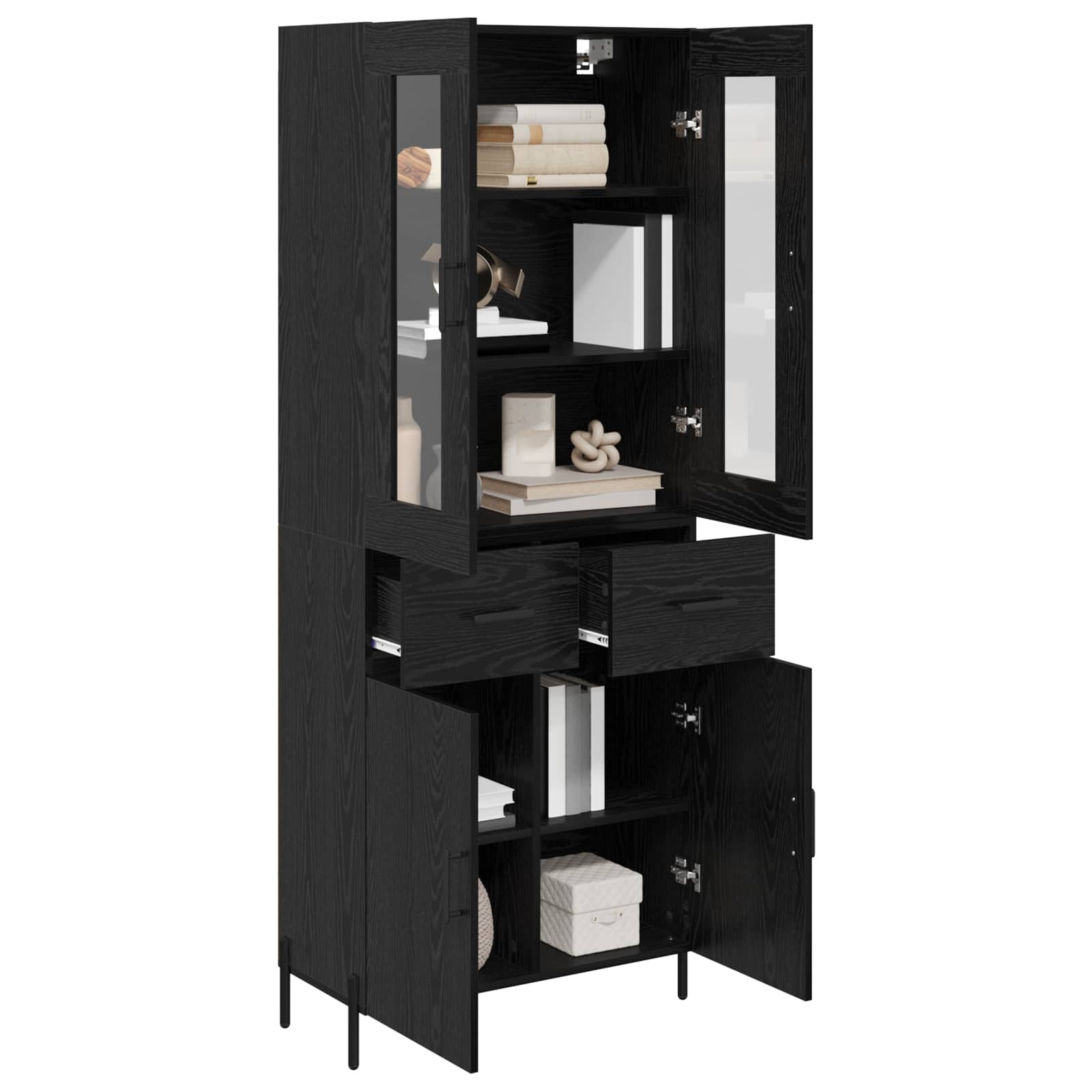 Highboard Zidne Crni hrast 69,5 x 34 x 180 cm Konstruirano drvo