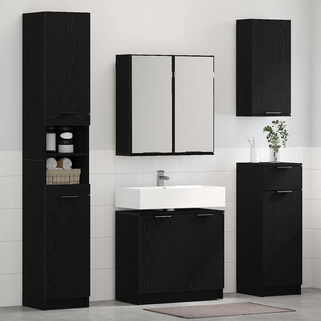 Set ormarića za kupaonicu 3 pcs Crni hrast Konstruirano drvo