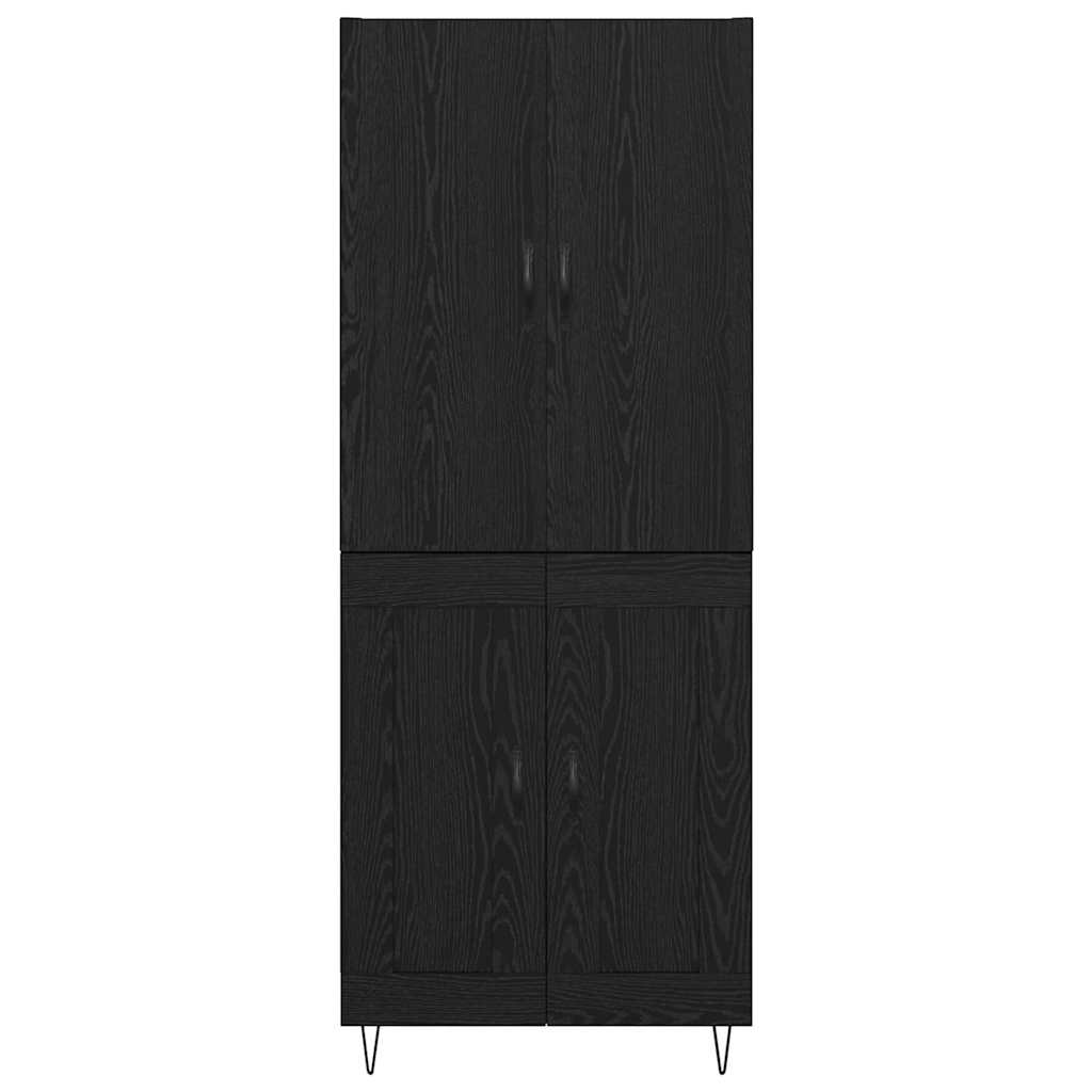 Highboard 2 pcs Crni hrast Inženjersko drvo i staklo