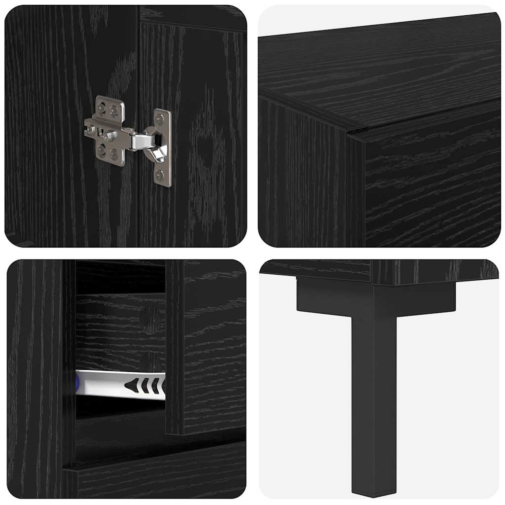Highboard s ladicama 2 pcs Crni hrast Konstruirano drvo