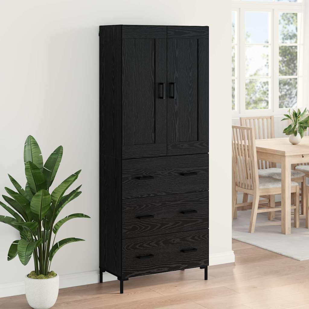 Highboard s ladicama 2 pcs Crni hrast Konstruirano drvo