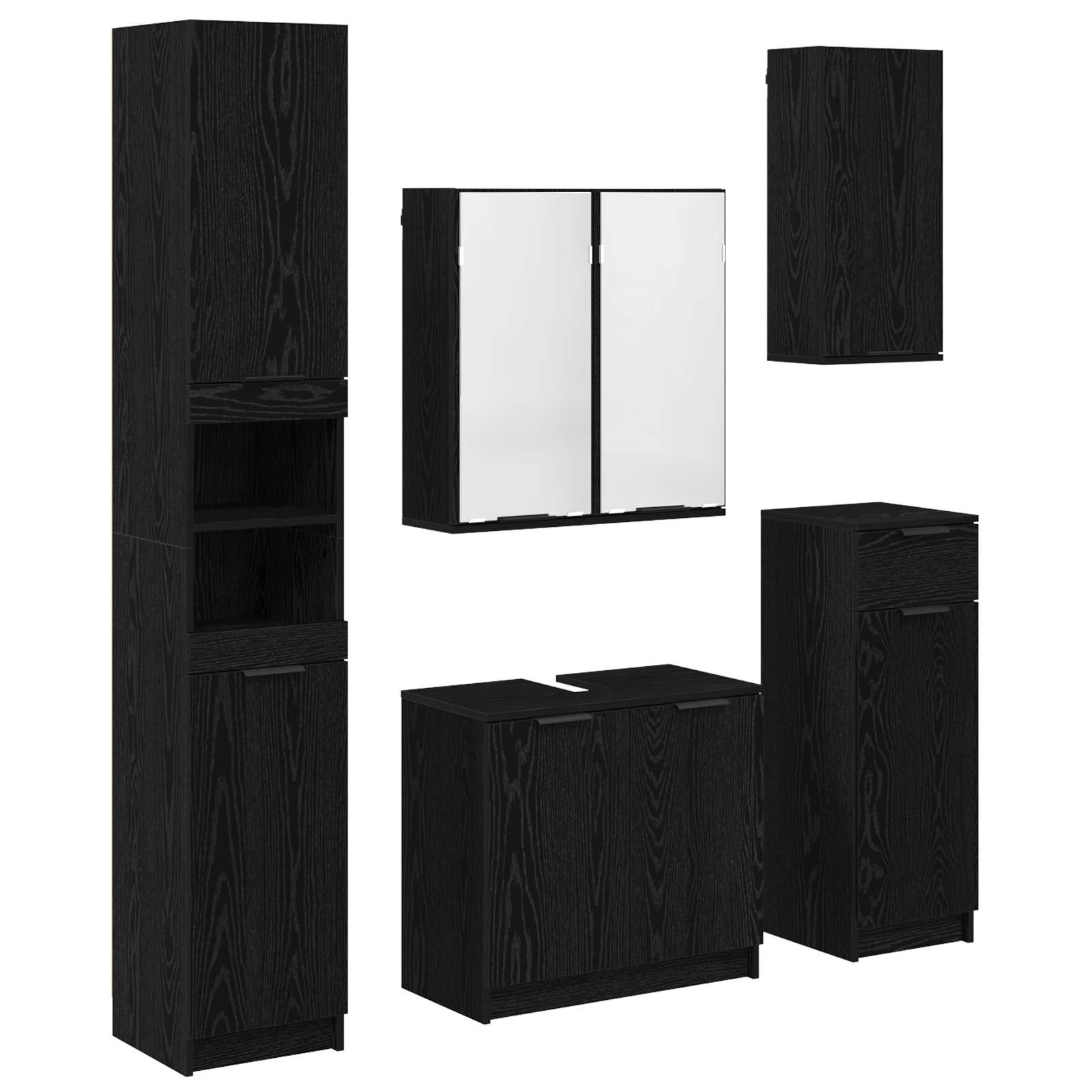 Set namještaja za kupaonicu 5 pcs Crni hrast Konstruirano drvo