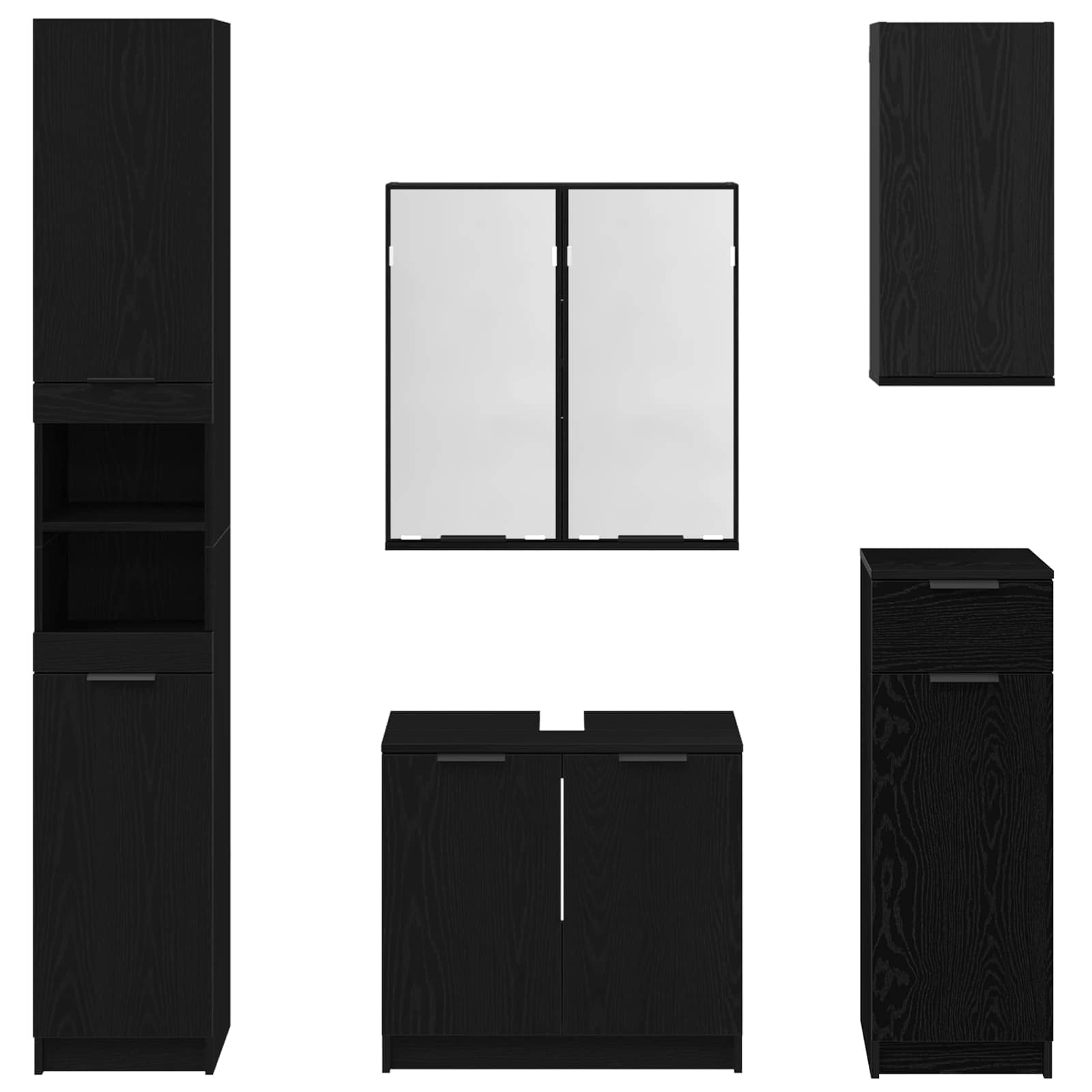 Set namještaja za kupaonicu 5 pcs Crni hrast Konstruirano drvo