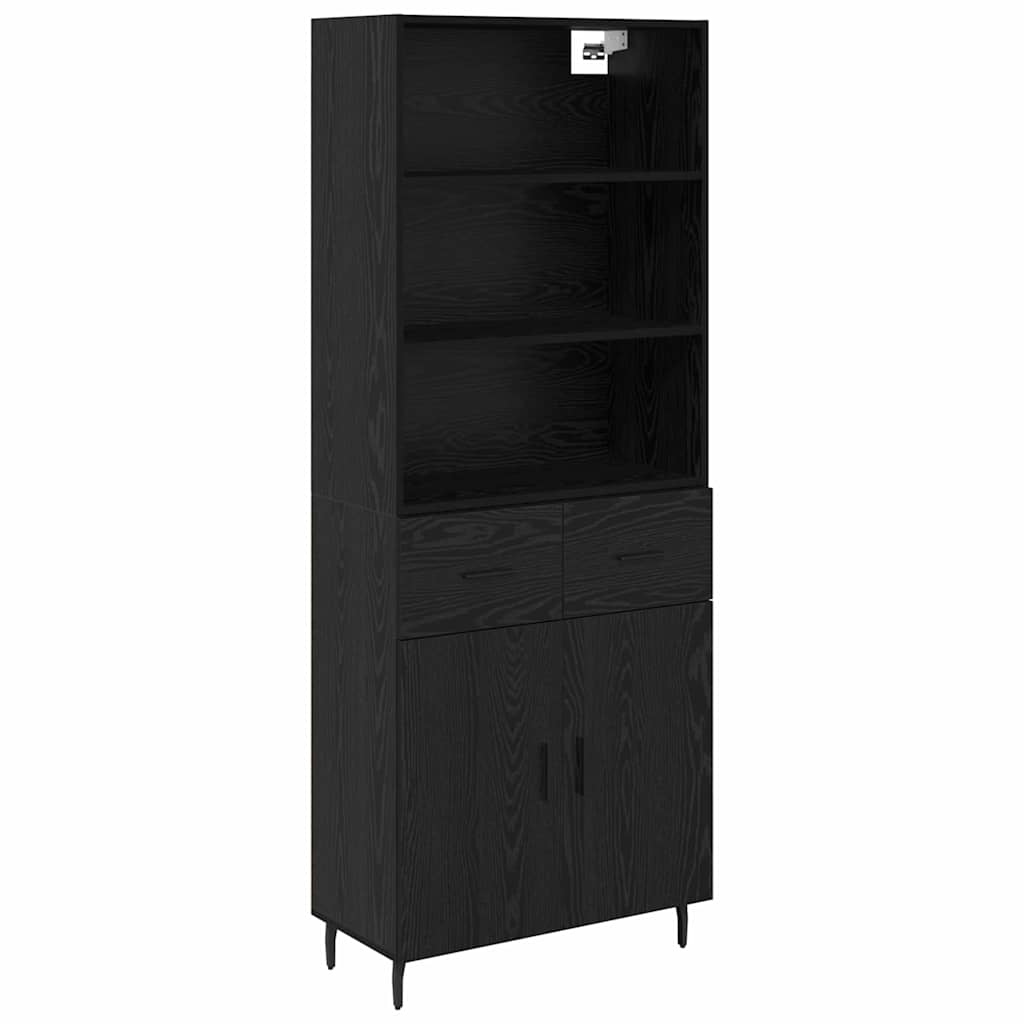 Highboard s ladicama Crni hrast 69,5 x 34 x 180 cm
