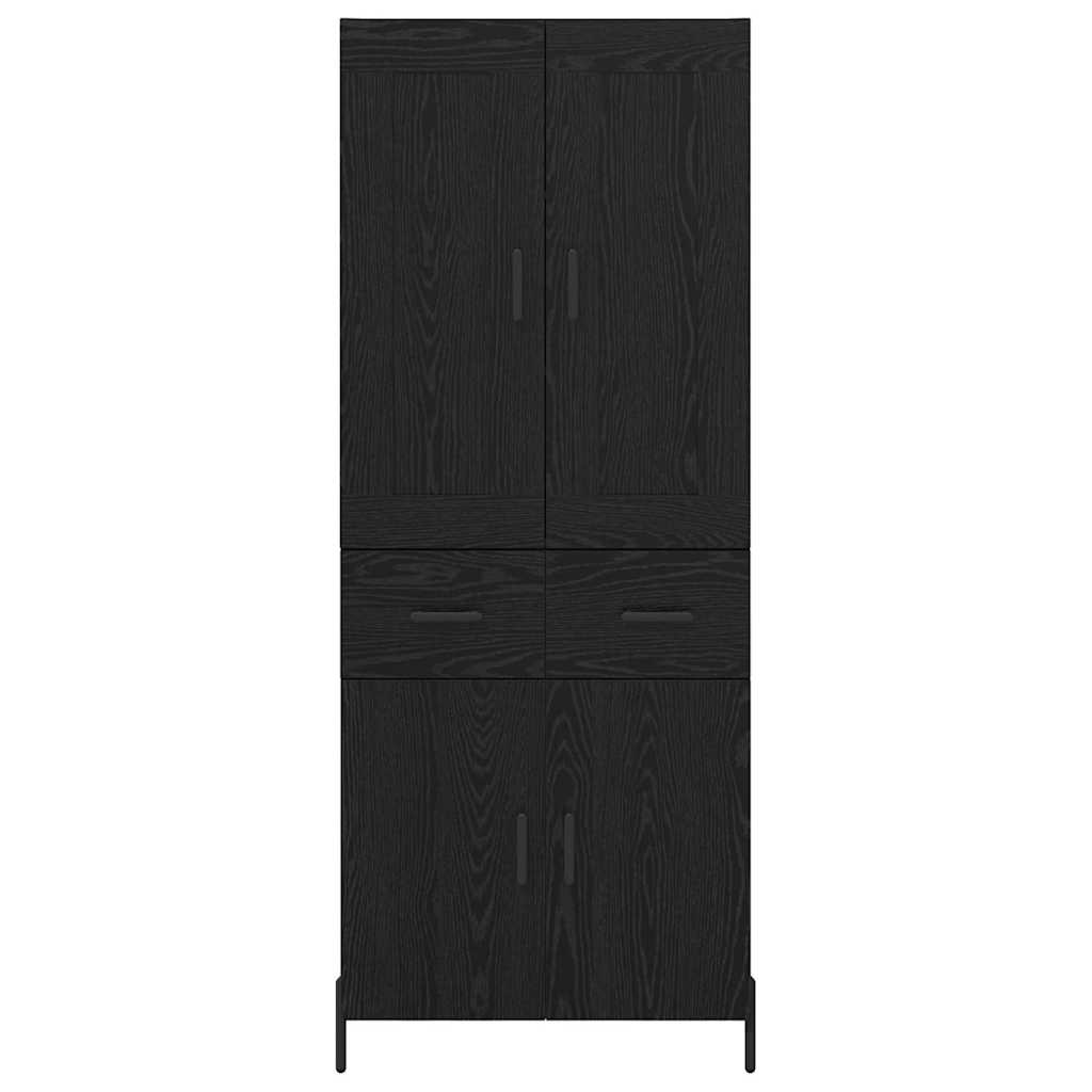 Highboard s ladicama 2 pcs Crni hrast Konstruirano drvo