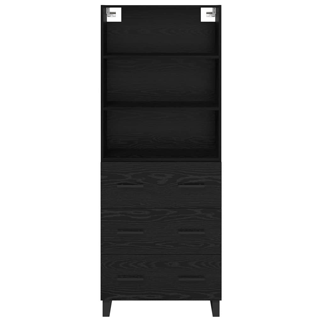 Highboard s ladicama 2 pcs Crni hrast Konstruirano drvo