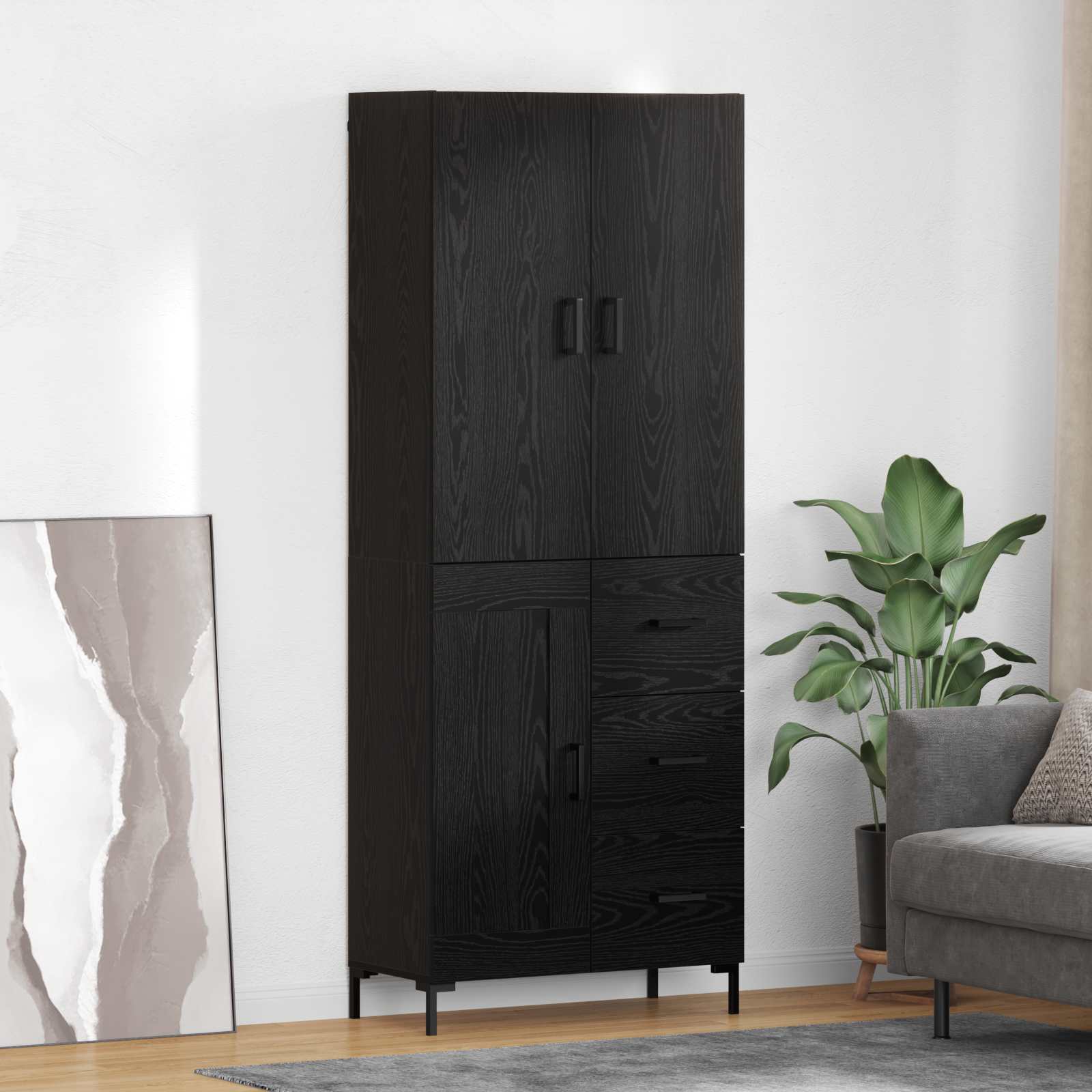 Highboard Zidne Crni hrast 69,5 x 34 x 180 cm Konstruirano drvo