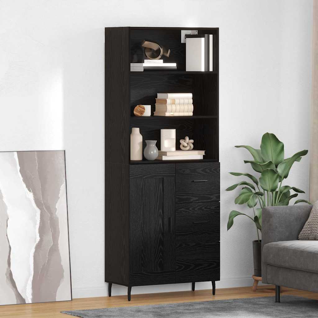 Highboard s ladicama Crni hrast 69,5 x 34 x 180 cm