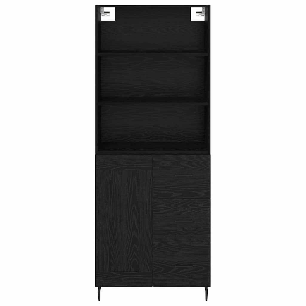 Highboard s ladicama Crni hrast 69,5 x 34 x 180 cm