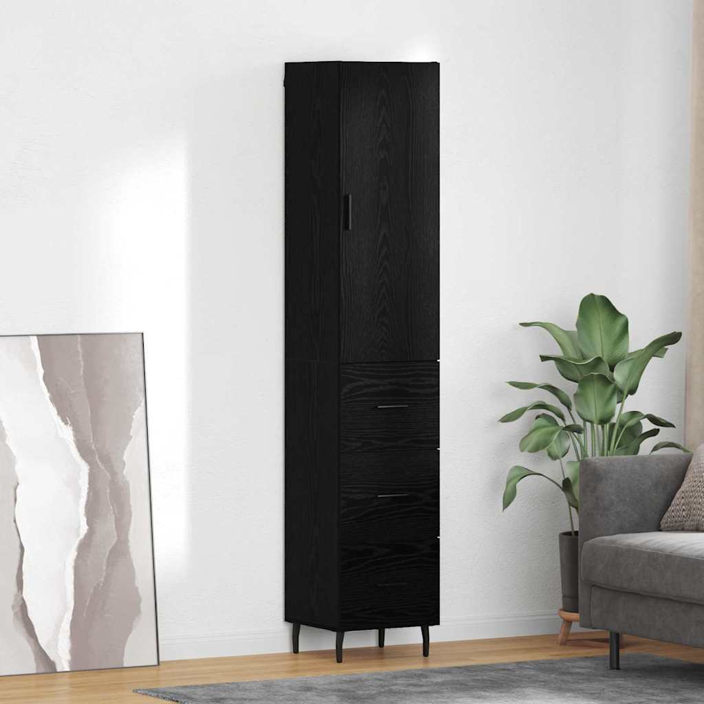 Highboard Crni hrast 34,5 x 34 x 180 cm Konstruirano drvo
