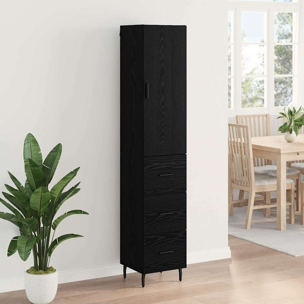 Highboard Crni hrast 34,5 x 34 x 180 cm Konstruirano drvo