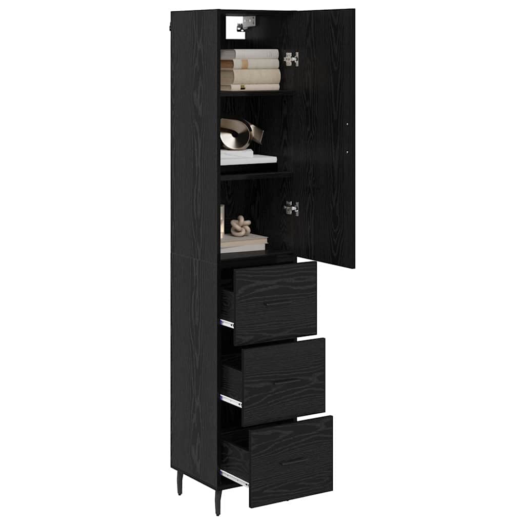 Highboard Crni hrast 34,5 x 34 x 180 cm Konstruirano drvo