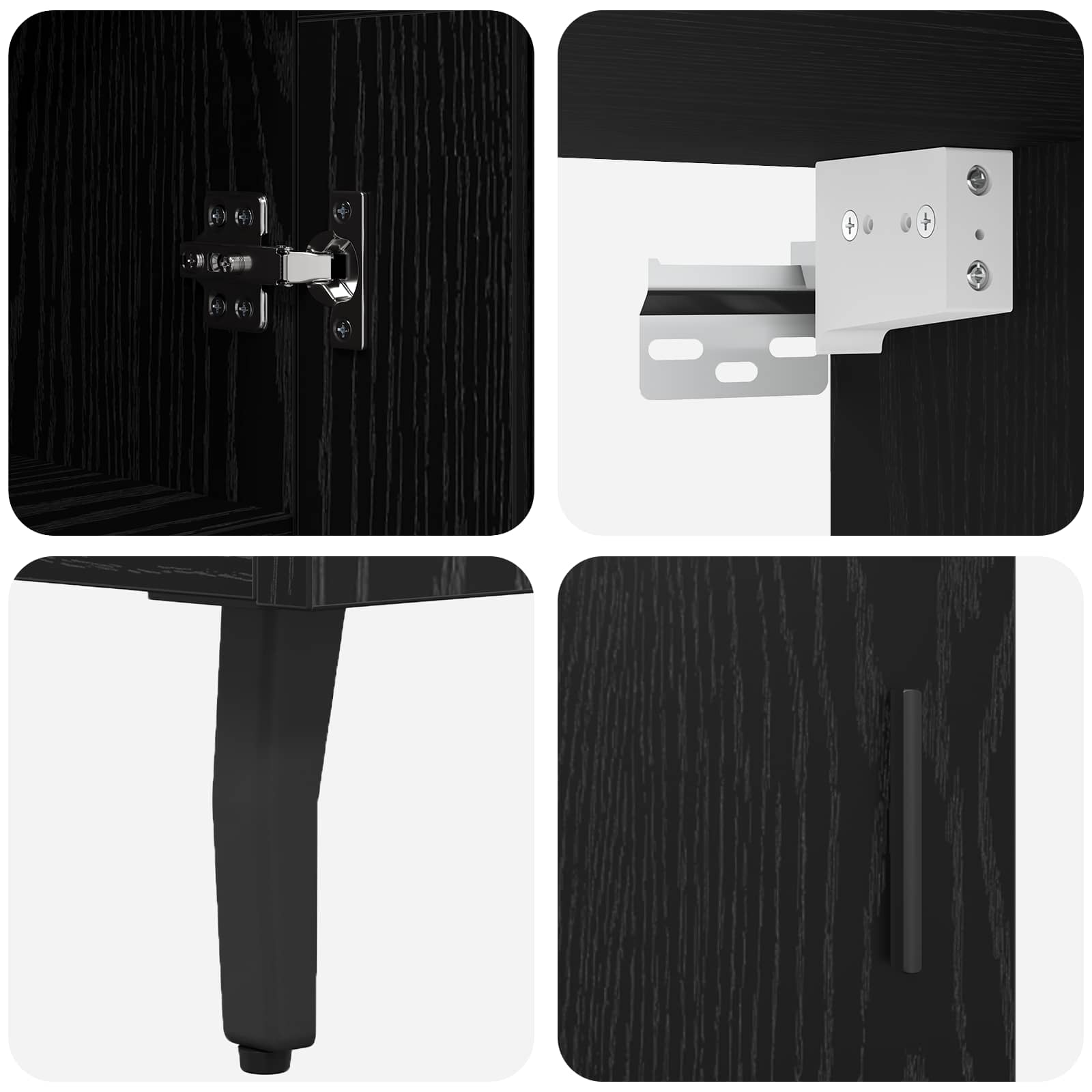 Highboard 2 pcs Crni hrast Inženjerska drva i staklo