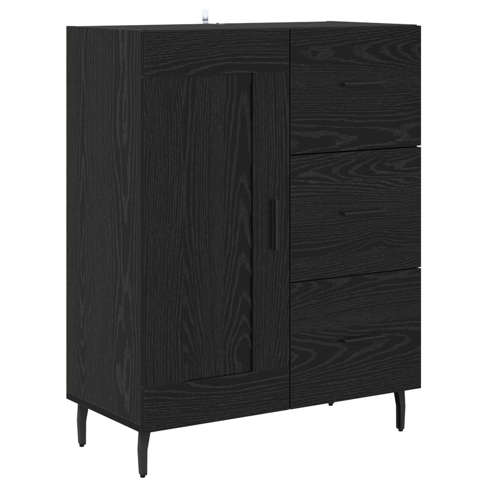 Highboard s ladicama 2 pcs Crni hrast Konstruirano drvo