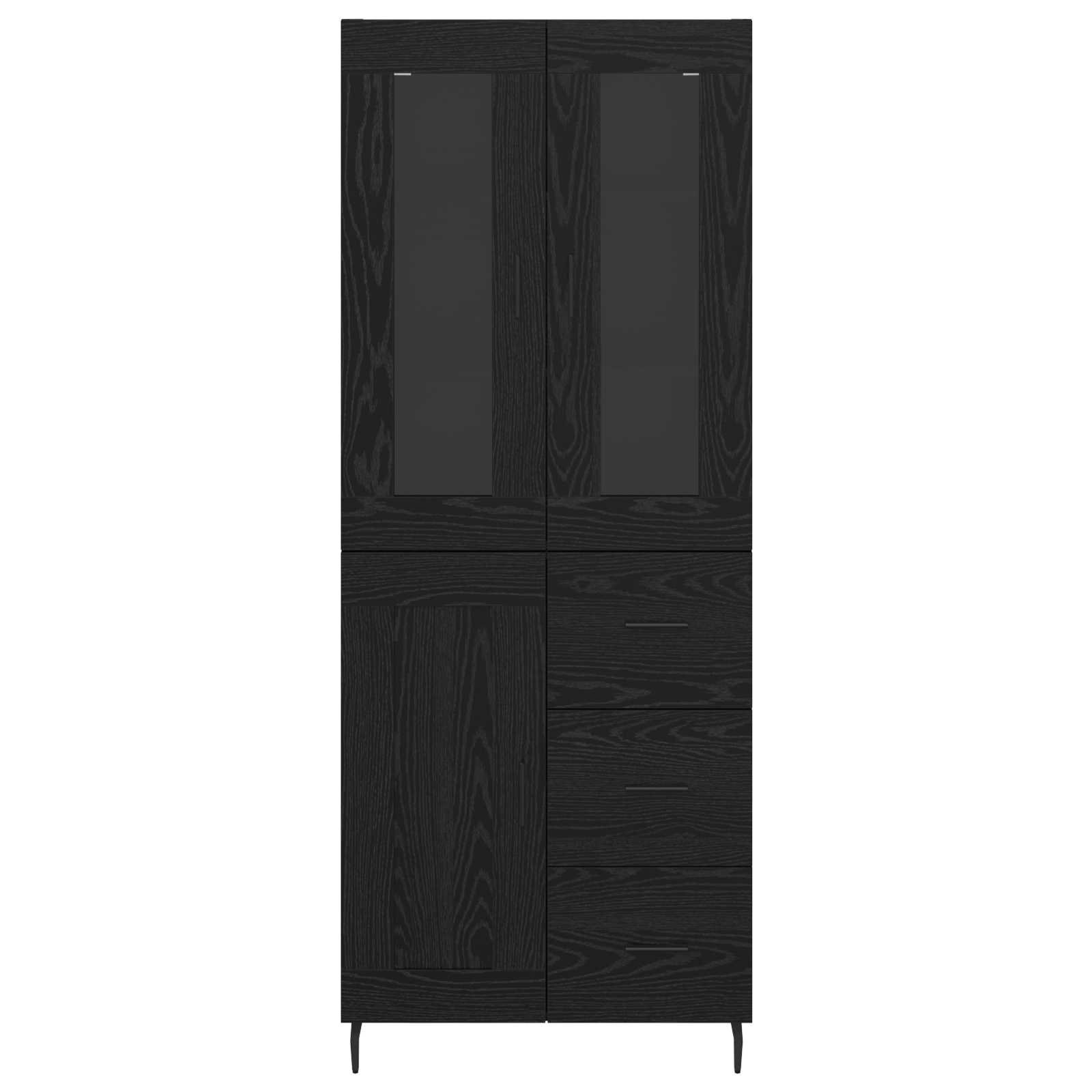 Highboard s ladicama 2 pcs Crni hrast Konstruirano drvo