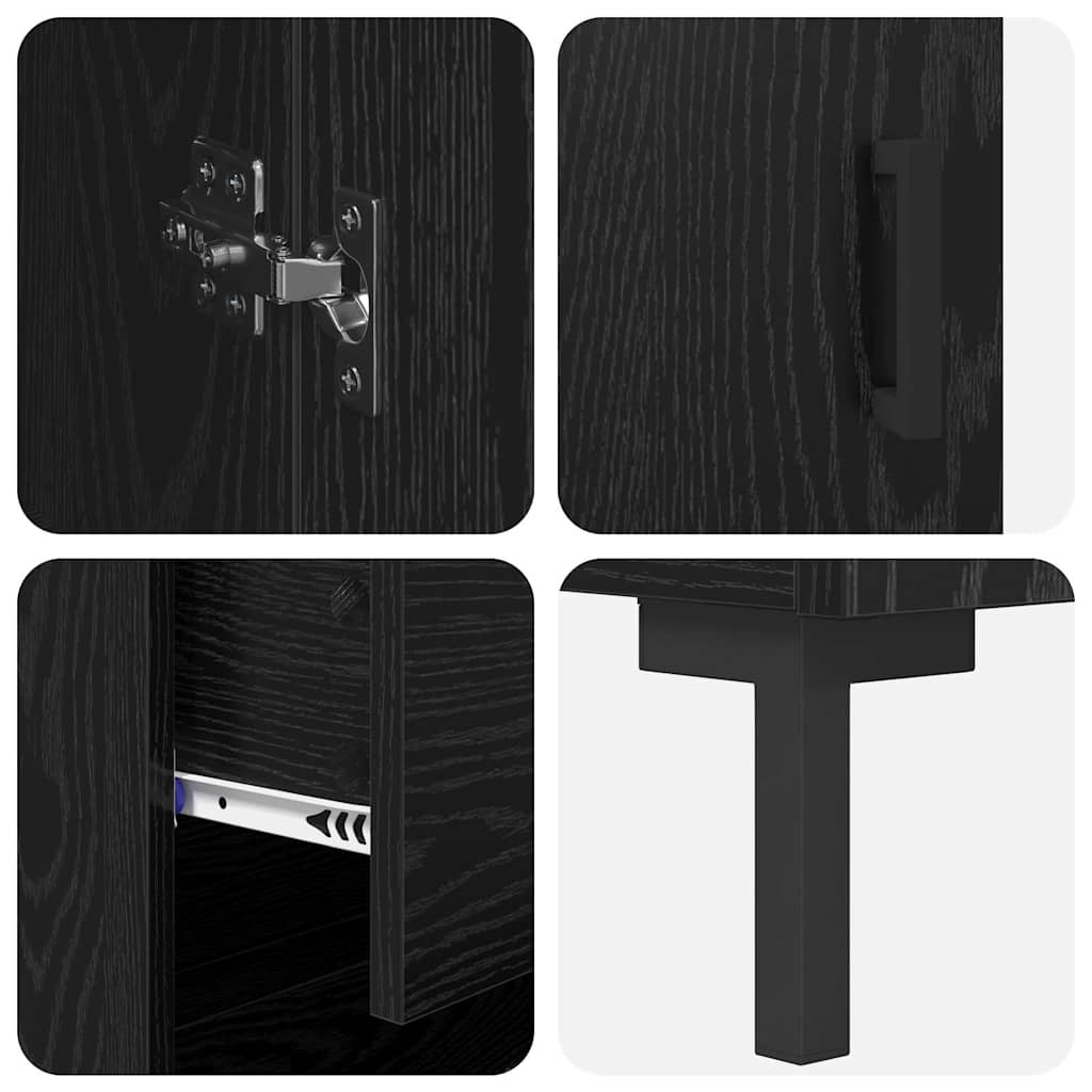 Highboard s ladicama 2 pcs Crni hrast Konstruirano drvo
