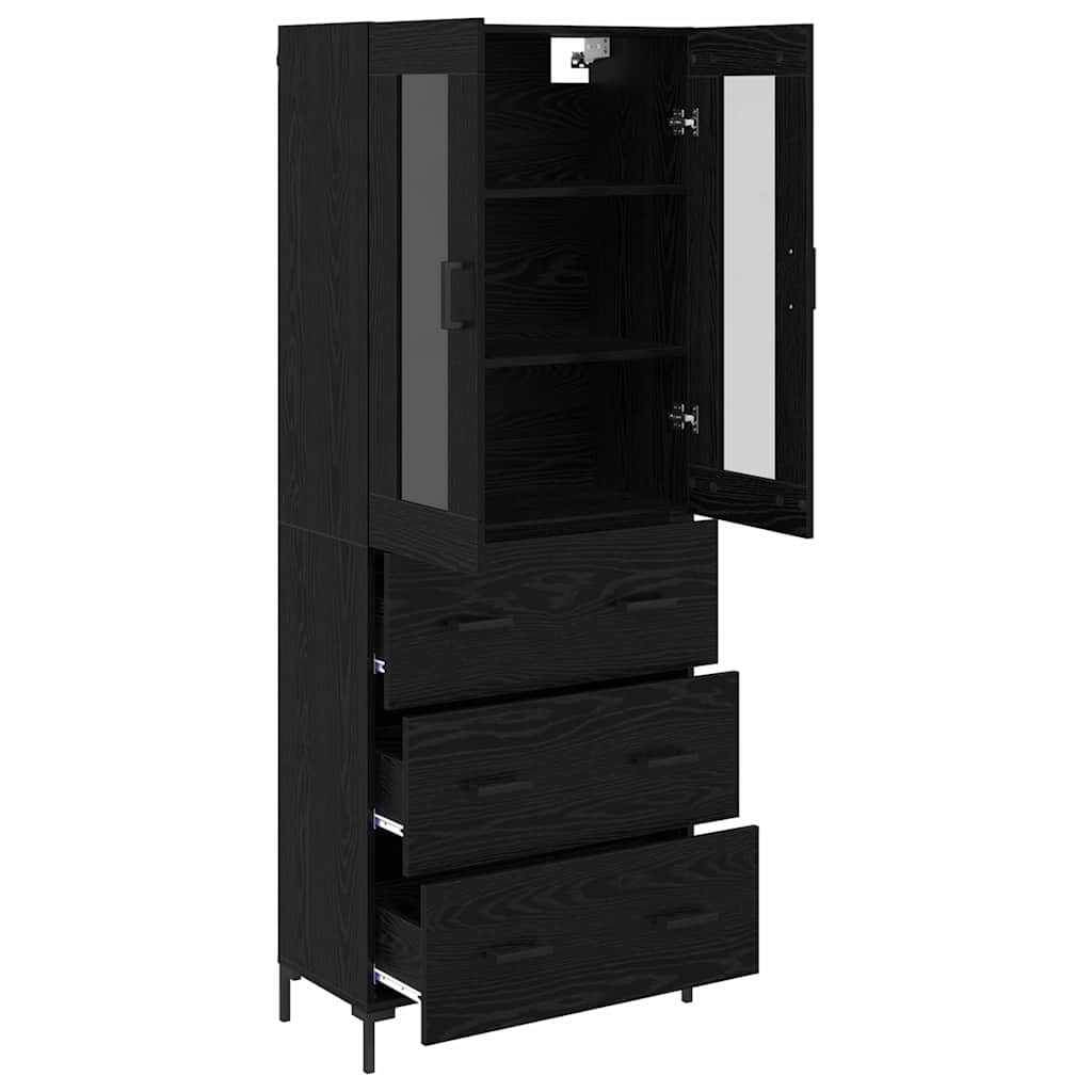 Highboard s ladicama 2 pcs Crni hrast Konstruirano drvo