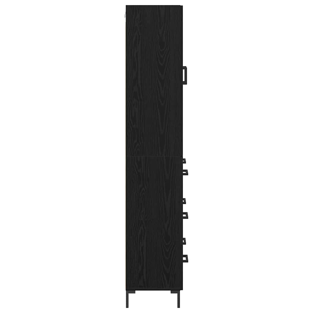Highboard s ladicama 2 pcs Crni hrast Konstruirano drvo